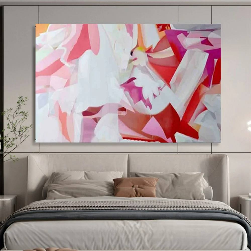 Bedroom White Abstract - large minimal art for apartment